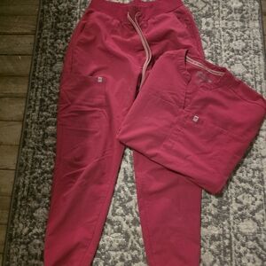 Fabletics Women's Track Pants & Top Set in Bright Fuchsia